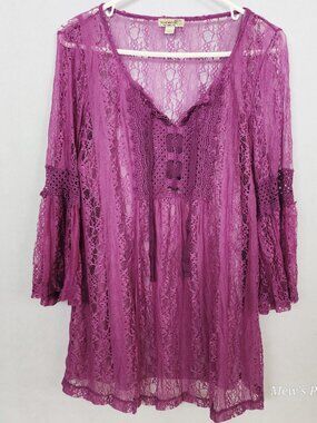 NWOT - One World 2-Piece Lace Purple, XL